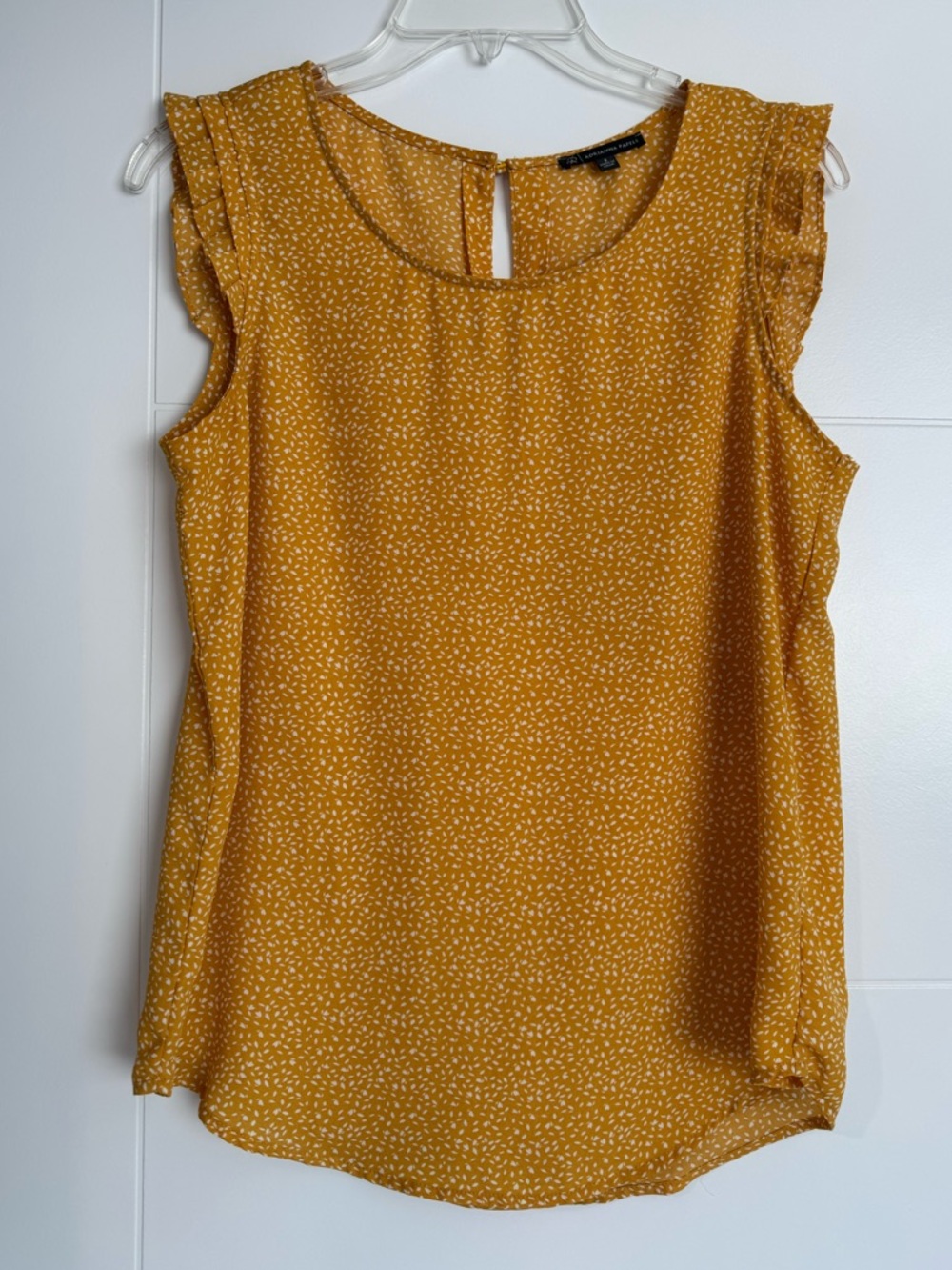 Adrianna Papell Mustard Ditsy Print Sleeveless Blouse